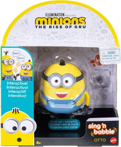 Vista 6 de Minions: The Rise of Gru Sing 'N Babble Otto - Figura de acción interactiva, juguete de personaje parlante con 25 sonidos para hablar y reír de 4