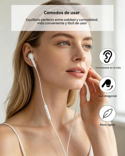 Vista 2 de Paquete de 2 auriculares USB C para iPhone 18 Pro Max/18 Pro/Duo/17 16 15 Blanco brillante