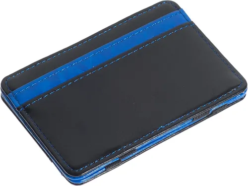 Vista 3 de Cartera delgada minimalista de cuero con clip mágico para hombre