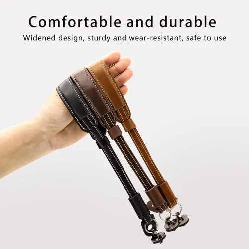 Vista 7 de Correa de mano de cuero para DJI OSMO Pocket 3 Accesorios de cámara con 1/4 tornillo pulsera de mano, Marrón