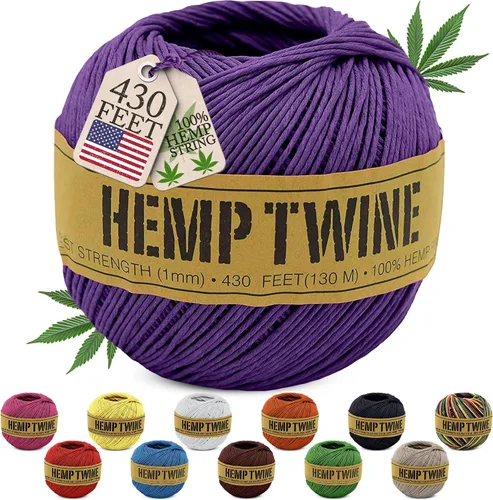 Vista 10 de Cordel de cáñamo para jardinería - Cordel para manualidades - Cuerda de cáñamo orgánico natural para hacer joyería - Cordón fuerte y duradero