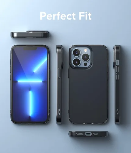 Vista 8 de Ringke Funda compatible con iPhone 13 Pro, Air Soft Transparente TPU a prueba de golpes, flexible, ligera, delgada, color negro ahumado
