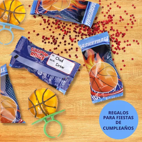 Vista 7 de Needzo Anillos de piruleta de baloncesto, caramelos en forma de bola deportiva, 18 ventosas