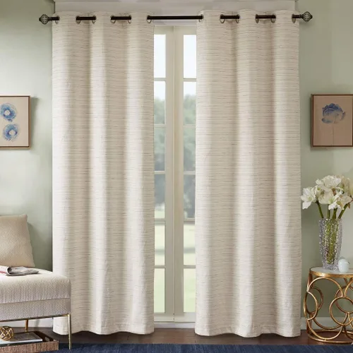 Vista 15 de Comfort Spaces - Juego de 2 paneles de cortina de tela de ramio para ventana Gris