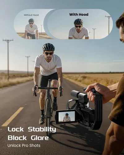 Vista 5 de Videocámara 5K, cámara de video BREGOO UHD 64MP para vlogging en YouTube con pantalla táctil giratoria de 3" 270°, cámara digital con visión Negro
