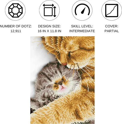 Vista 2 de DIAMOND DOTZ Tender Moment Cats - Kits de pintura de diamantes para adultos, kits de arte de diamantes, un kit de manualidades creativo relajante