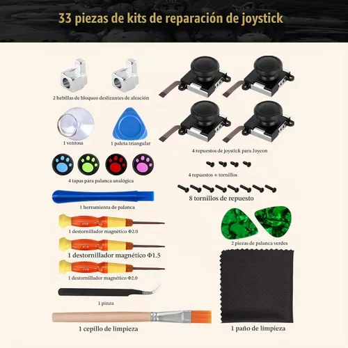 Vista 4 de [Nueva versión] Paquete de 4 piezas de repuesto Joycon Joystick, kit