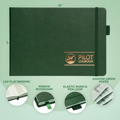 Vista 2 de Skyline Libro de registro piloto, libro de registro de vuelo de aviación Radar Verde
