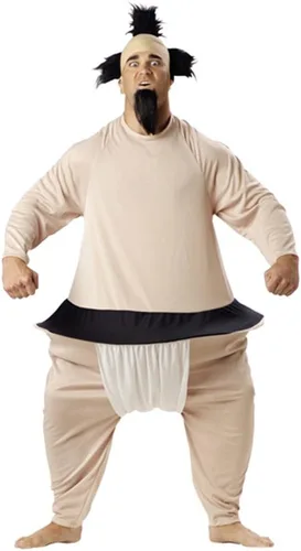 Vista 3 de Disfraz de luchador de sumo adulto, Beige