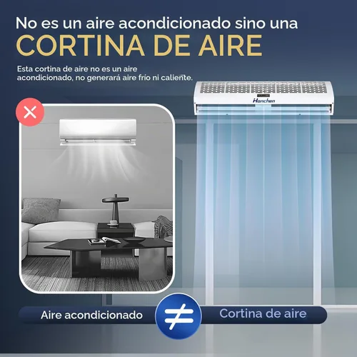 Vista 2 de Hanchen Cortina de aire de 36 pulgadas 【Nueva versión 2026】 Interruptor magnético de puerta 2 velocidades 1527/1292 CFM sin refrigeración y sin