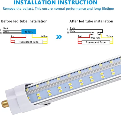 Vista 2 de 10 bombillas LED de 8 pies, luz diurna de 120 W, 19000 lm 5000 K, súper brillante, tubo de luces LED T8 T10 T12, luces LED FA8 de un solo pin
