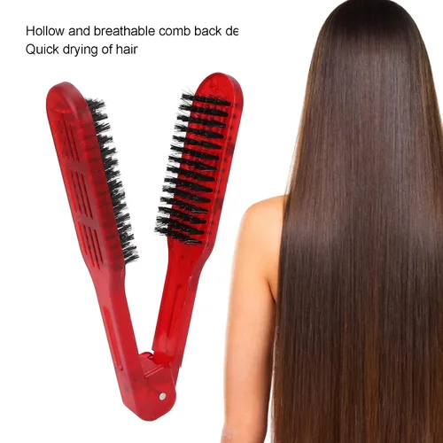 Vista 2 de Pinza para alisar el cabello, peine de doble cara para peinar el cabello rizado y ondulado, herramienta alisadora con cepillos dobles