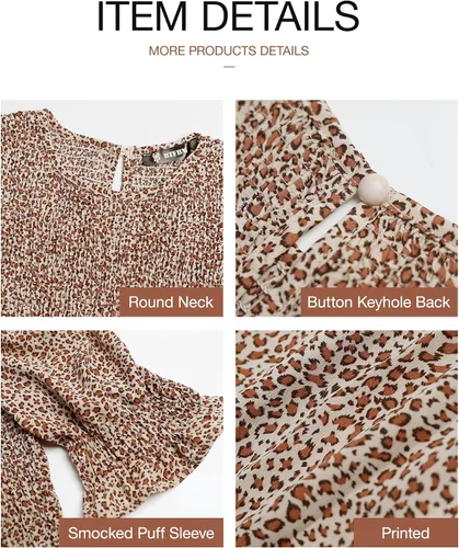 Vista 174 de BTFBM Vestidos para mujer, cuello redondo, casual, de verano, con volantes, manga corta, bohemio, con niveles, fruncido, largo, con estampado floral