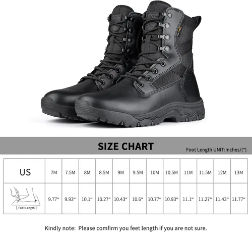 Vista 6 de FREE SOLDIER Botas tácticas para hombre de 8 pulgadas, ligeras, botas de combate duraderas, botas de trabajo militares de gamuza duradera, botas