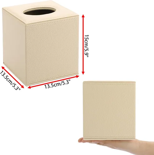 Vista 3 de Sumnacon Funda de Caja de Paños Cuadrada Elegante Caja de Paños con Base Magnética de PU, Funda de Paños de Cuero en Cubo para Sala de Estar, Baño