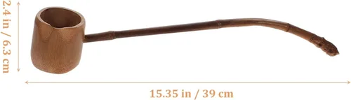 Vista 5 de DOITOOL Cucharón de agua de madera Cucharón de mango largo Dipper de agua ing Scoop Bailer japonés de bambú Cuchara para ceremonia de té Jardín