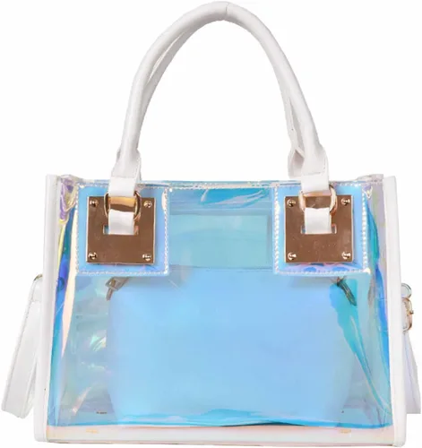 Vista 12 de Bolso bandolera transparente para mujer, bolso de mano de moda de diseñador 2 en 1
