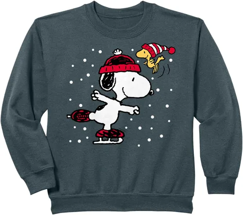 Vista 11 de Peanuts Snoopy and Woodstock Skate Holiday Sudadera Sudadera Negro
