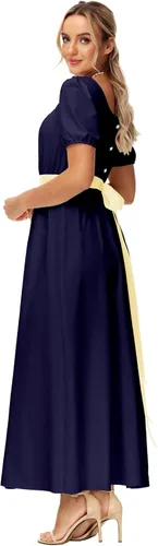 Vista 7 de AOBUTE Womens Regency Dress Halloween Costume Maxi Dresses with Satin Sash