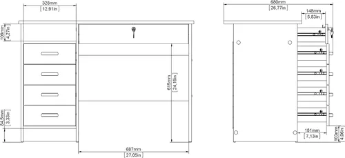 Vista 11 de Tvilum Escritorio con 5 cajones, grano de madera negro