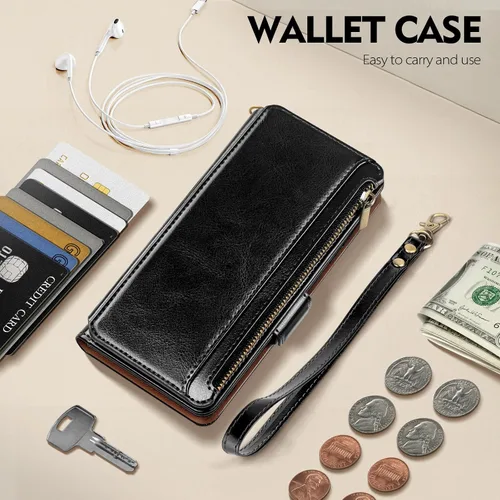 Vista 3 de Antsturdy Funda compatible con Samsung Galaxy S23 FE 5G con tarjetero para mujeres y hombres, funda de teléfono con bloqueo RFID, funda protectora