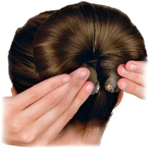 Vista 3 de 3 piezas de herramientas de peinado de cabello para mujer: moldeador de anillo de espuma para el cabello, accesorio de moño para el cabello, anillo