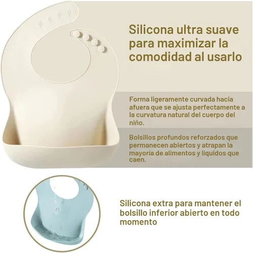 Vista 7 de PandaEar Set of 3 Silicone Baby Bibs Waterproof, Soft, Unisex, 10-72 Months