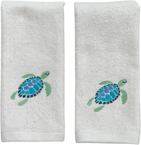 Vista 29 de Serafina Home Toallas de baño suaves y absorbentes para huéspedes: ancla azul náutica con diseño costero de cuerda gris plateada, 2 piezas de 12 "x