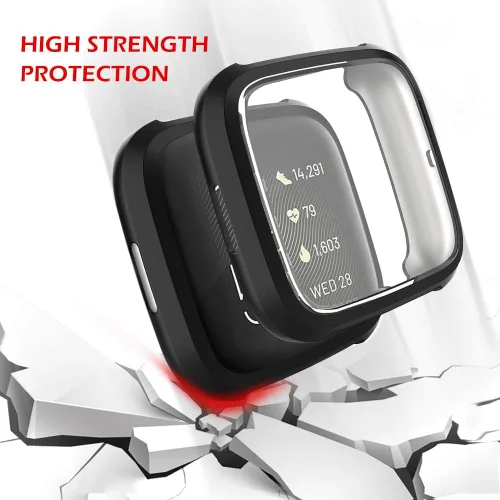 Vista 4 de Paquete de 3 protectores de pantalla compatibles con Fitbit Versa 2, GHIJKL, ultrafino, suave, TPU, funda protectora completa contra golpes