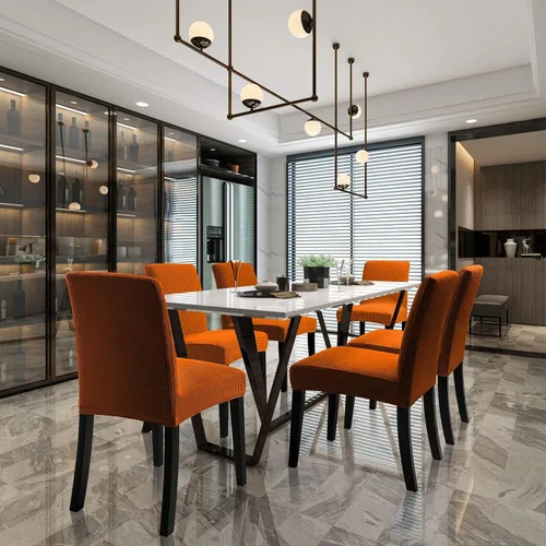 Vista 2 de Fundas para sillas de comedor, fundas elásticas para sillas de asiento decorativo, sin brazos, extraíbles, lavables, elásticas, universales