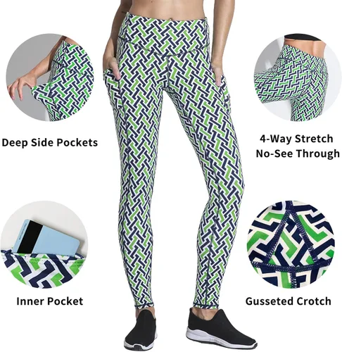 Vista 2 de AMORUN Pantalones de yoga para mujer leggings de entrenamiento de cintura alta con bolsillos leggings para mujer control de abdomen paquete de 2