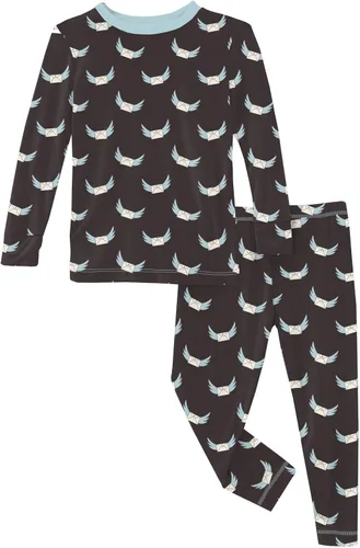 Vista 11 de KicKee Pants Conjunto de pijama de manga larga con estampado de piezas