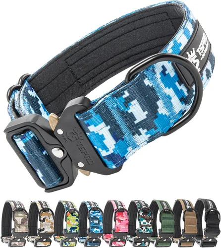 Vista 11 de TSPRO - Collar táctico para perro, hebilla metálica de liberación rápida Verde Básico - Estilo Parche