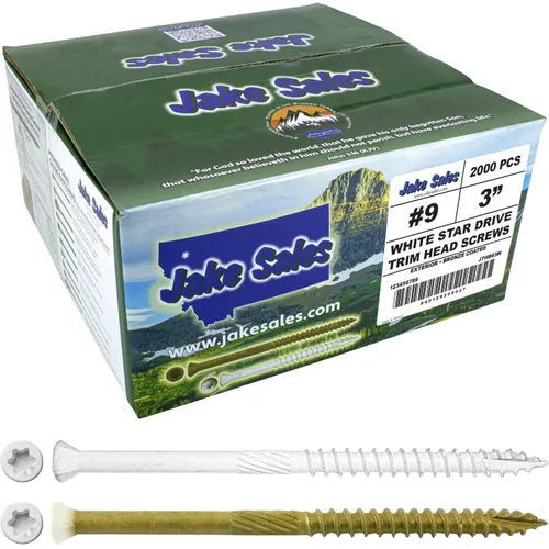 Vista 19 de #9 x 1-5/8" Bronce Estrella Exterior Recubierto Blanco Cabeza Tornillo Madera -Torx/Star Drive Head- Multiusos - 1 Libra - 158 Tornillos