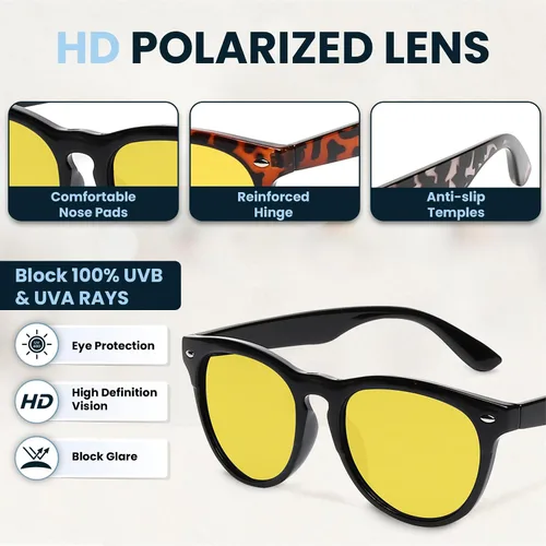 Vista 5 de Night Vision Driving Glasses Anti Glare Polarized Night Yellow Driving Sunglasses Men and Women