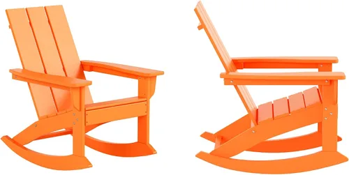 Vista 24 de HDPE Laguna Silla mecedora Adirondack de polietileno para exteriores (juego de 2), color negro
