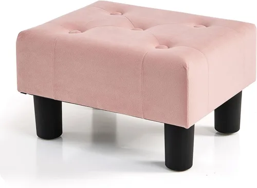 Vista 12 de BRIAN & DANY Taburete pequeño para pies, taburetes de lino con patas, reposapiés pequeño estable para sala de estar, beige