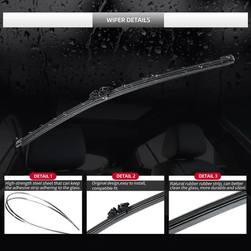 Vista 4 de Juego de limpiaparabrisas trasero, 2 piezas de limpiaparabrisas trasero y brazo de repuesto para BMW X5 E70 2007-2013, conjunto de brazo