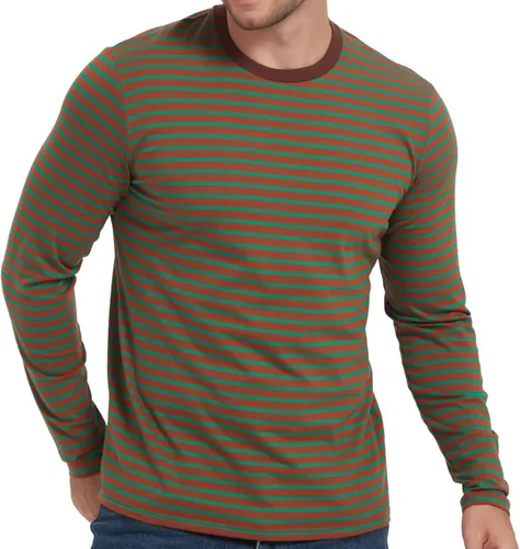 Vista 13 de Casual Black White Striped T-Shirt Mens Long Sleeve Cotton Spandex Crewneck Manga larga (negro y amarillo)