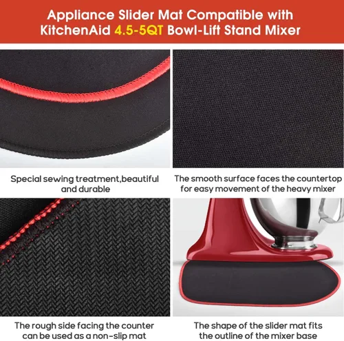 Vista 4 de Paquete de 2 alfombrillas deslizantes para batidora, batidora, compatible con batidora de pie Kitchenaid de 4.5 a 5 cuartos de galón, AirFryer