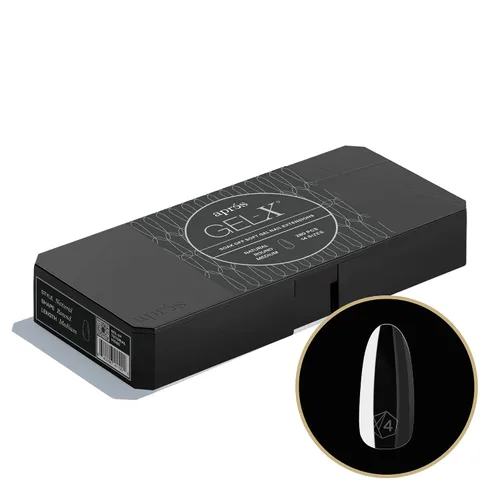 Vista 2 de Apres Gel-X® Caja redonda de puntas de uñas 280 puntas, puntas de gel suave, 14 tamaños 00-9 Medio tamaño incluido (redondo natural mediano)