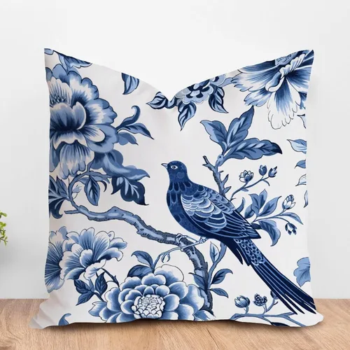 Vista 11 de ArogGeld Chinoiserie - Funda de cojín con diseño de pagoda asiática azul índigo, diseño cuadrado de flores y pagoda asiática, para oficina, silla