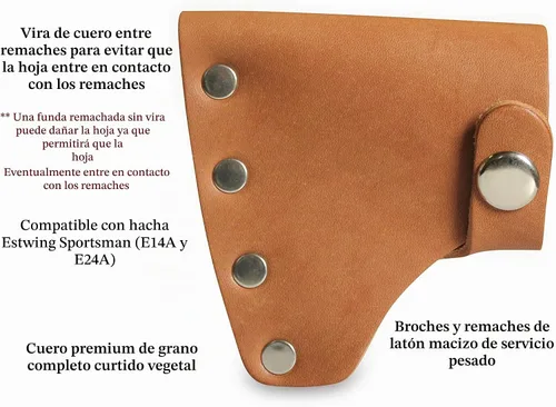 Vista 2 de American Bench Craft Funda de cuero para hacha ESTWING Hacha Sportsman modelos E14A y E24A - (Hacha no incluida) (marrón)