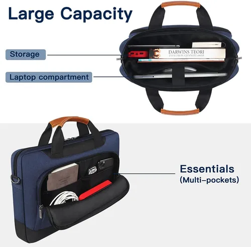 Vista 4 de DOMISO Bolso para portátil de 13.5-14 pulgadas, maletín de negocios, estuche para portátil, bandolera para MacBook Pro de 14 pulgadas modelo 2021