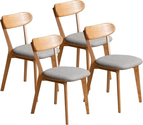 Vista 11 de JUSTONE Mid-Century - Juego de 2 sillas de comedor modernas de madera maciza con respaldo ergonómico, estilo granja para comedor (negro)
