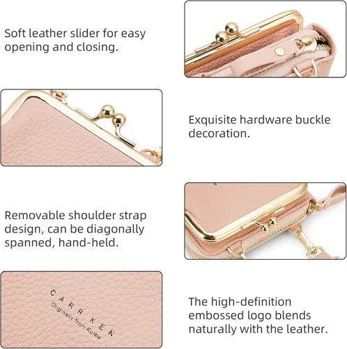 Vista 2 de utuher Bolso para teléfono celular, pequeña bolsa cruzada para teléfono celular, bolsa de hombro para teléfono celular, tarjetero, bolso de mano
