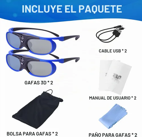 Vista 7 de TOUMEI Gafas 3D, Active Shutter 3D DLP Link recargables 3D para Acer ViewSonic BenQ Optoma Philips Panasonic Vivitek Dell Jmgo Cocar Toumei 3D