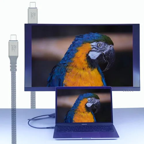 Vista 7 de Cable USB C 3.2 Gen 2, 6.6 pies 20 Gbps de transferencia de datos 4K de salida de video cable para monitor, carga rápida PD de 240 W para iPhone