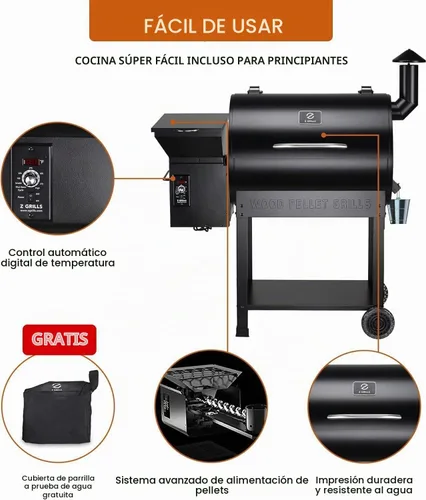 Vista 6 de Z grills ZPG-2020 - Asador y ahumador de pellets de madera Negro