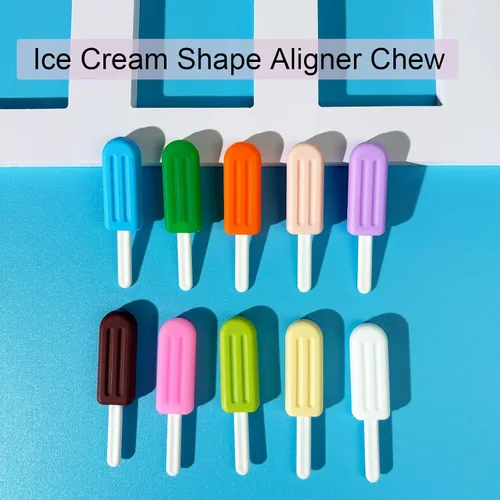 Vista 2 de 10 piezas para masticar para alineador Invisalign, alineador masticable en forma de paleta Alineador de silicona con asas de agarre, adecuado